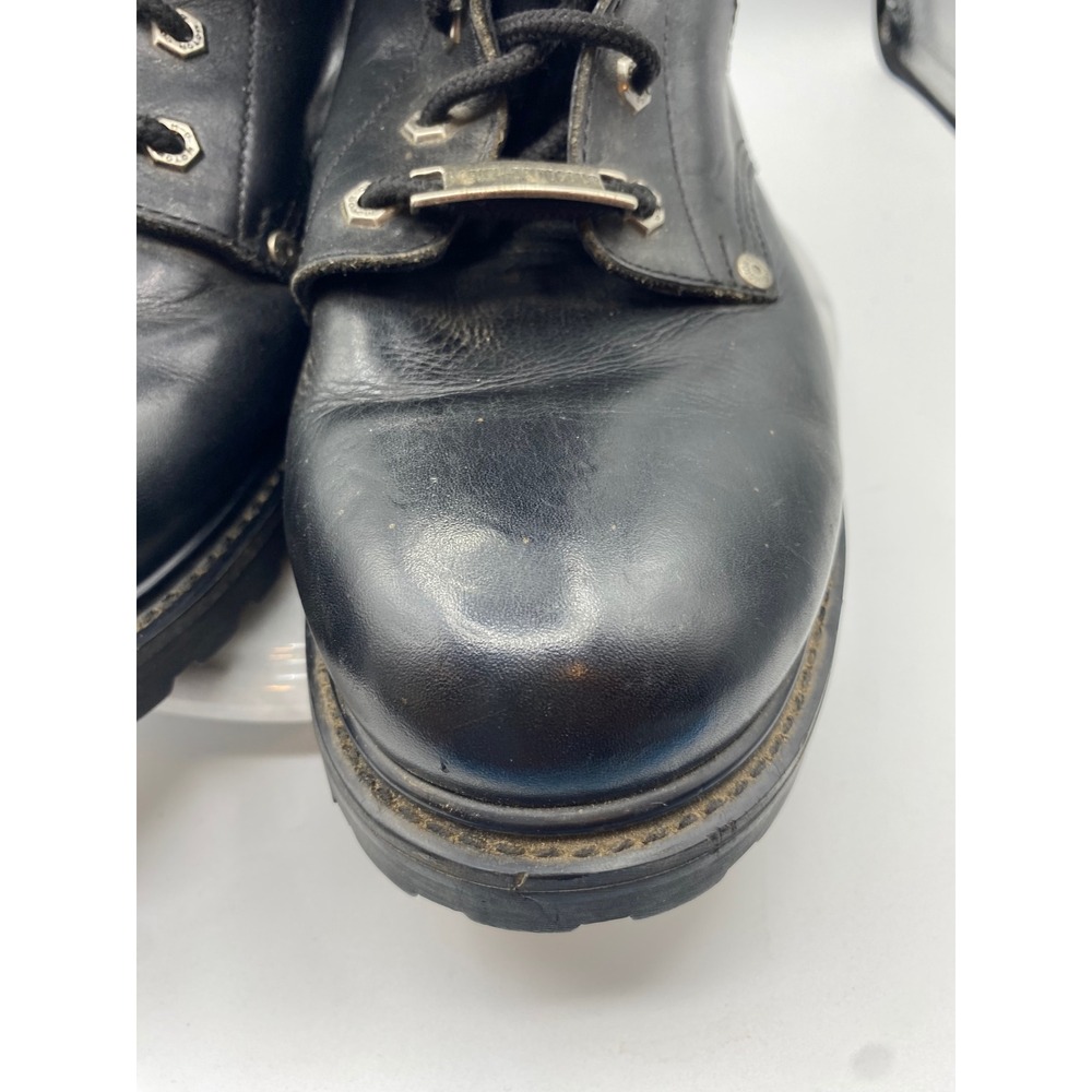 Harley Davidson Mens 13 Motorcycle Boots Black Leather Side Zip Lug Sole 91028 - Picture 15 of 15